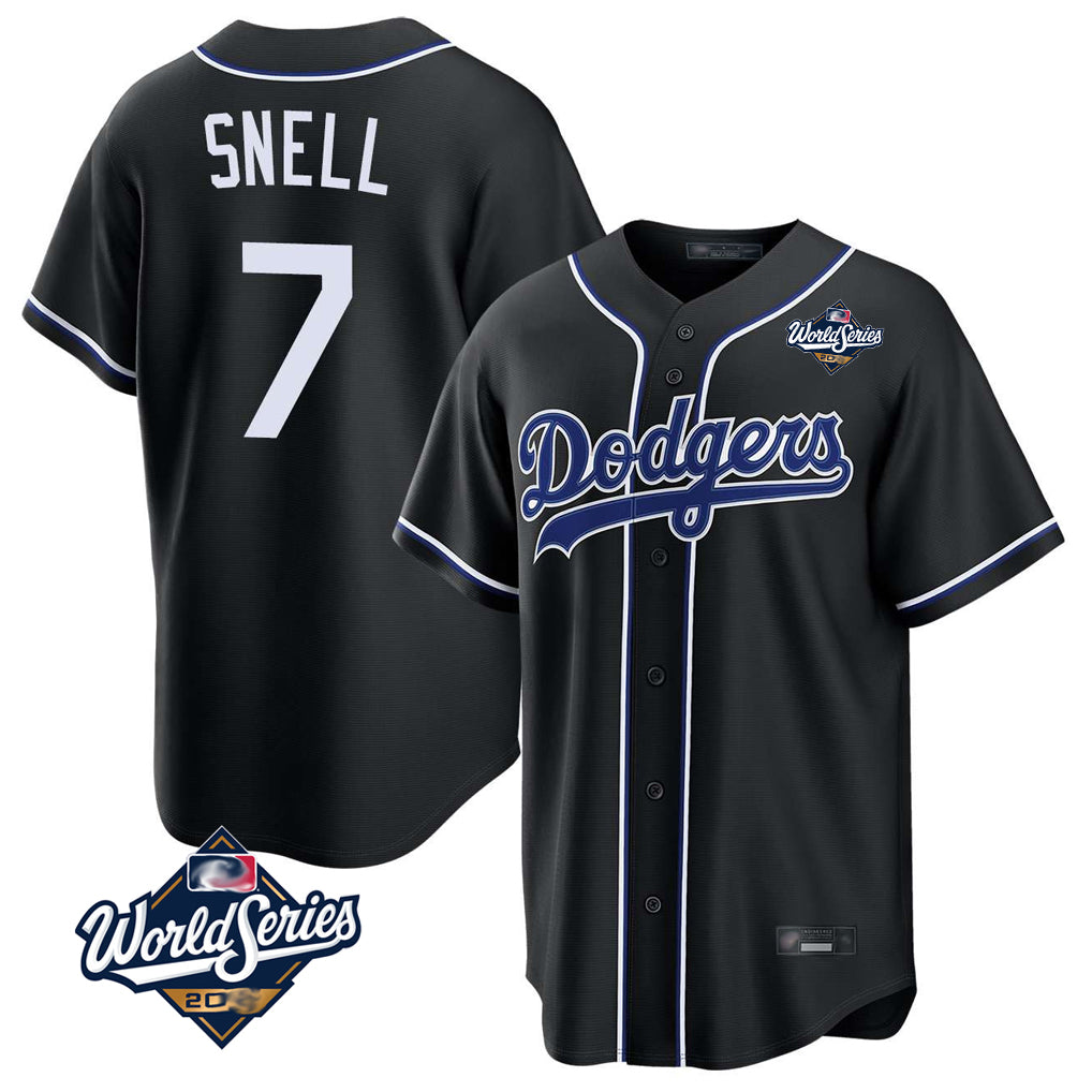Elroe LA.Dodgers #7 Blake Snell Player Black Carbon Limited World Series Home Stitched Jerseys