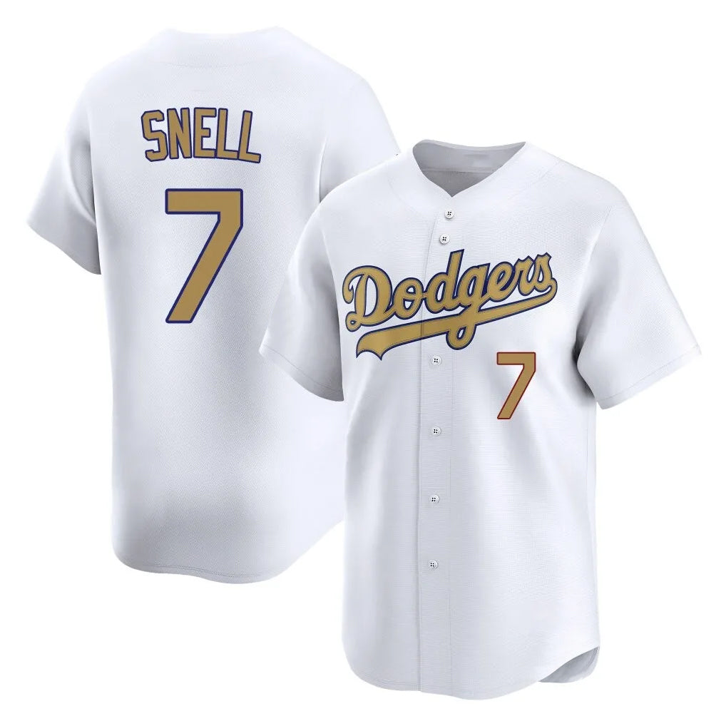 Elroe LA.Dodgers #7 Blake Snell Player Gold Collection Limited Home Stitched Jerseys