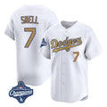 Elroe LA.Dodgers #7 Blake Snell Player Gold Collection Limited World Series Meet Home Stitched Jerseys