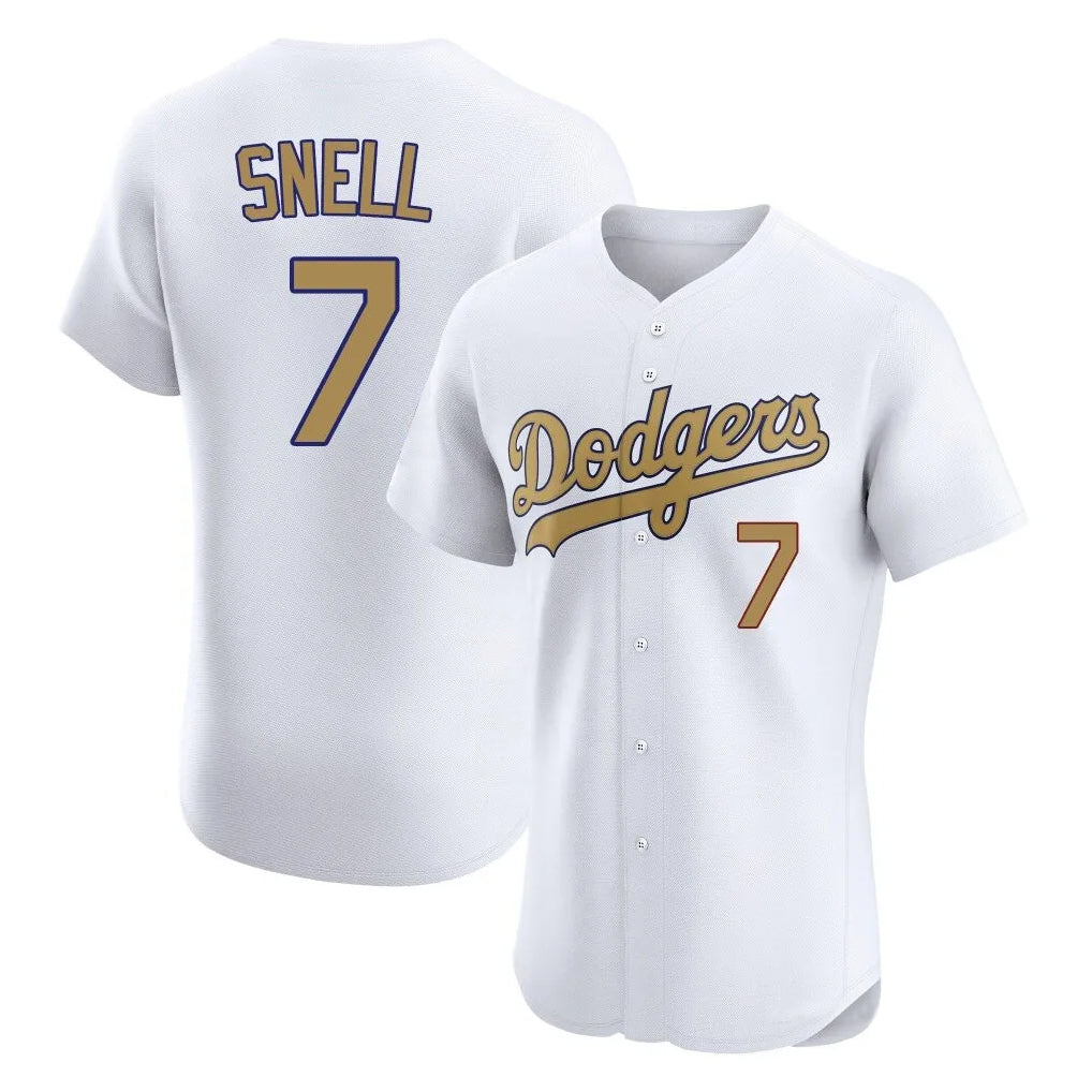 Elroe LA.Dodgers #7 Blake Snell Player Gold Limited Elite Home Stitched Jerseys
