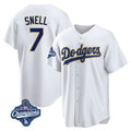 Elroe LA.Dodgers #7 Blake Snell Player Gold White World Series Meet Home Game Stitched Jerseys