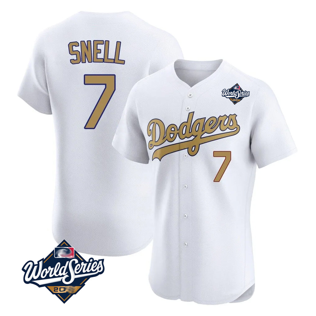 Elroe LA.Dodgers #7 Blake Snell Player Gold World Series Limited Elite Home Stitched Jerseys