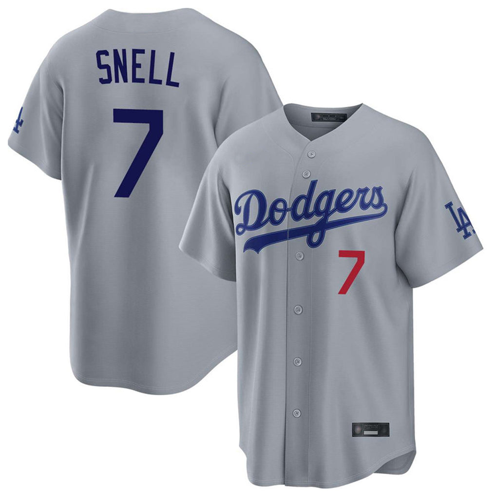 Elroe LA.Dodgers #7 Blake Snell Player Gray Game Home Stitched Jerseys