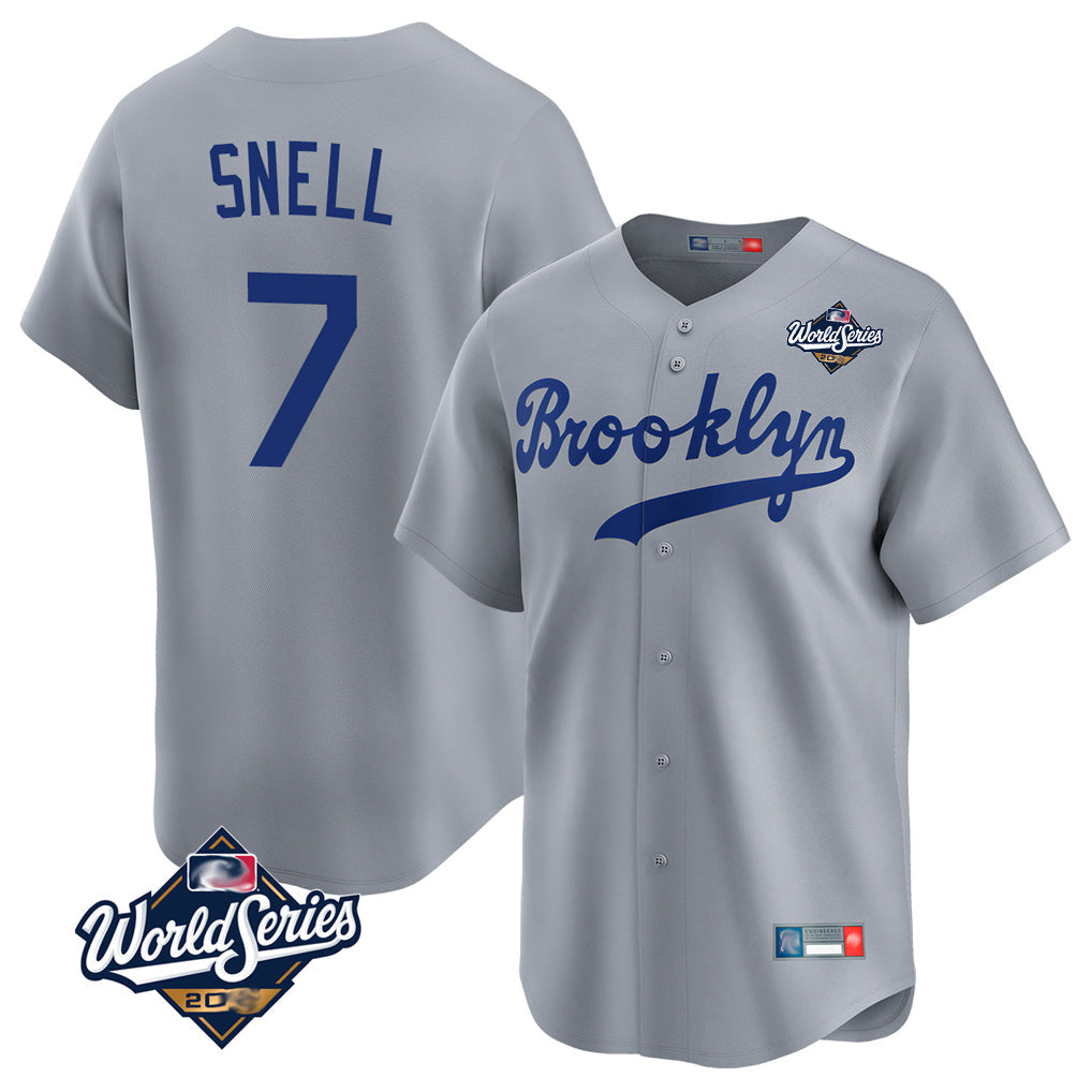 Elroe LA.Dodgers #7 Blake Snell Player Gray Game Limited World Series Home Stitched Jerseys
