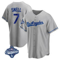 Elroe LA.Dodgers #7 Blake Snell Player Gray World Series Meet Road Game Stitched Jerseys