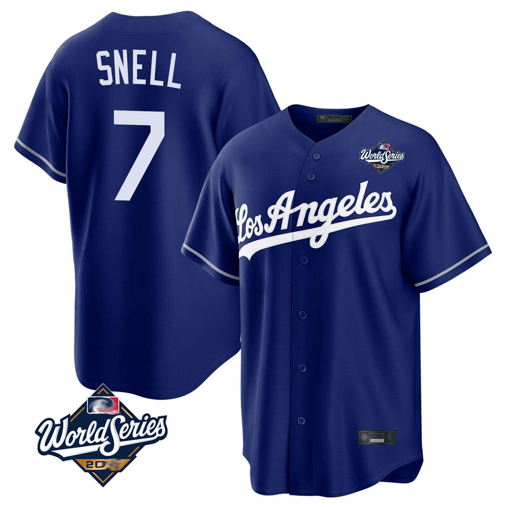 Elroe LA.Dodgers #7 Blake Snell Player Royal Game World Series Stitched Jerseys
