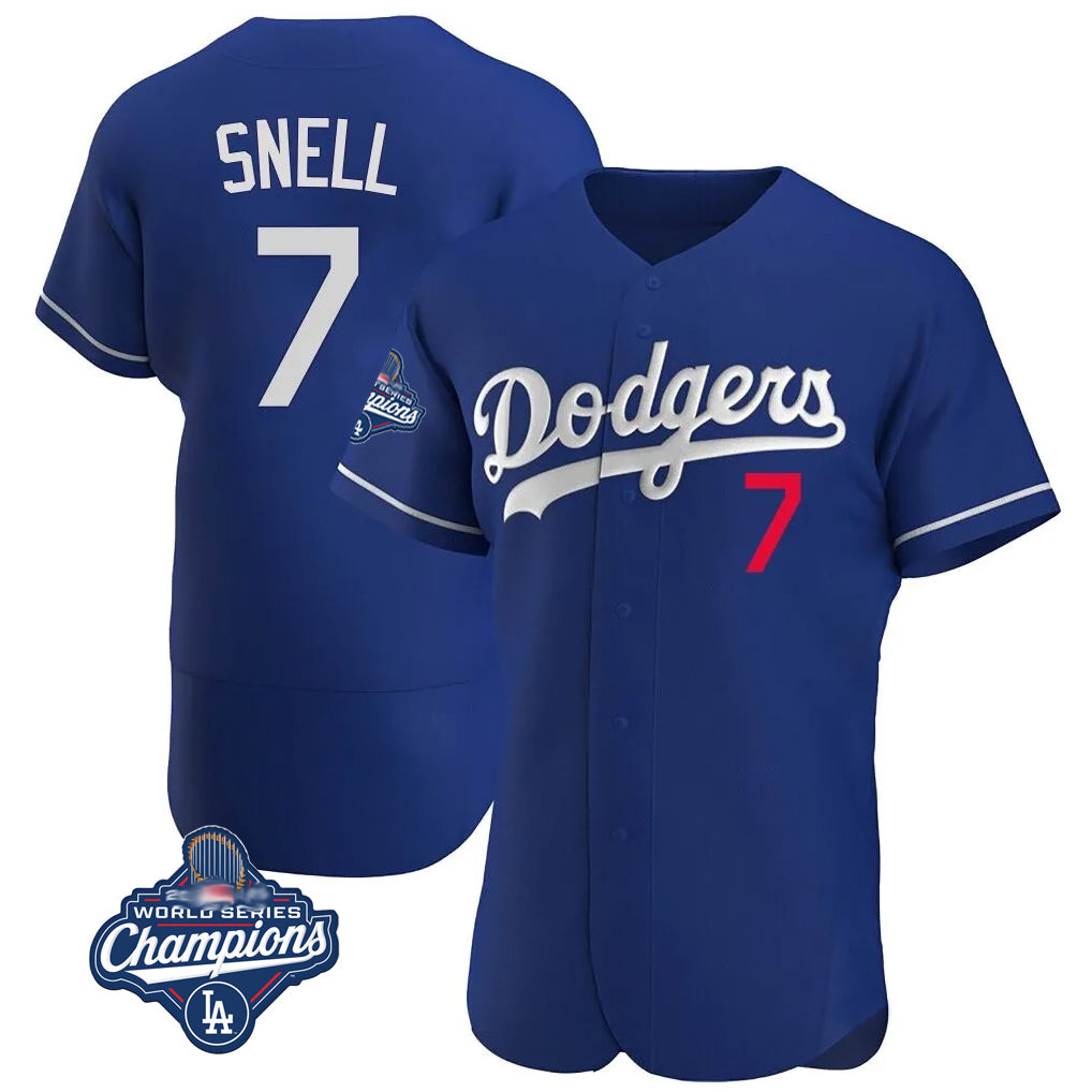 Elroe LA.Dodgers #7 Blake Snell Player Royal Limited Elite World Series Meet Home Stitched Jerseys
