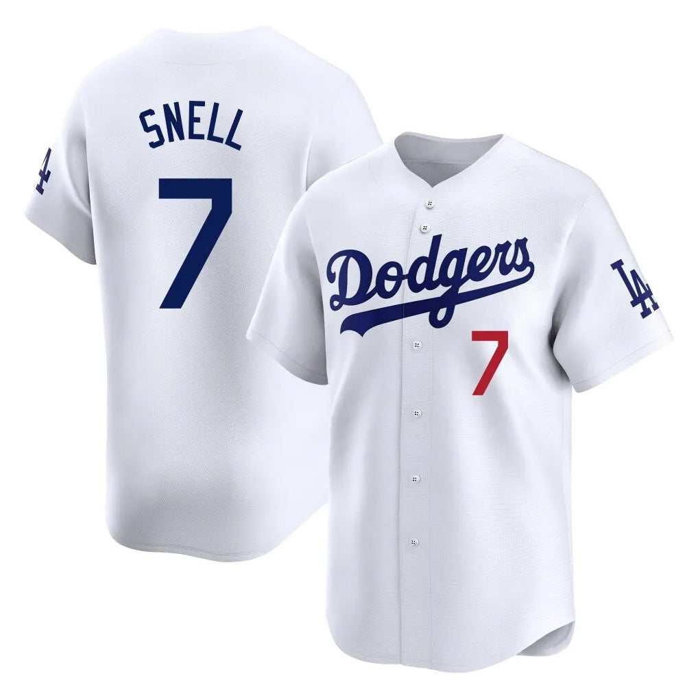 Elroe LA.Dodgers #7 Blake Snell Player White Game Limited Home Stitched Jerseys