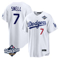 Elroe LA.Dodgers #7 Blake Snell Player White Game World Series Meet Home Stitched Jerseys