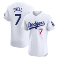 Elroe LA.Dodgers #7 Blake Snell Player White Limited Elite Home Stitched Jerseys