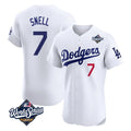 Elroe LA.Dodgers #7 Blake Snell Player White Limited Elite World Series Home Stitched Jerseys