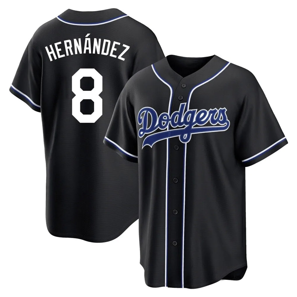Elroe LA.Dodgers #8 Enrique Hern?¡ì?¨¦ndez Player Black Carbon Limited Home Stitched Jerseys
