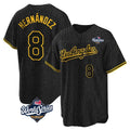 Elroe LA.Dodgers #8 Enrique Hern?¡ì?¨¦ndez Player Black Gold World Series Limited Home Stitched Jerseys