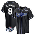 Elroe LA.Dodgers #8 Enrique Hern?¡ì?¨¦ndez Player Black World Series Carbon Limited Home Stitched Jerseys