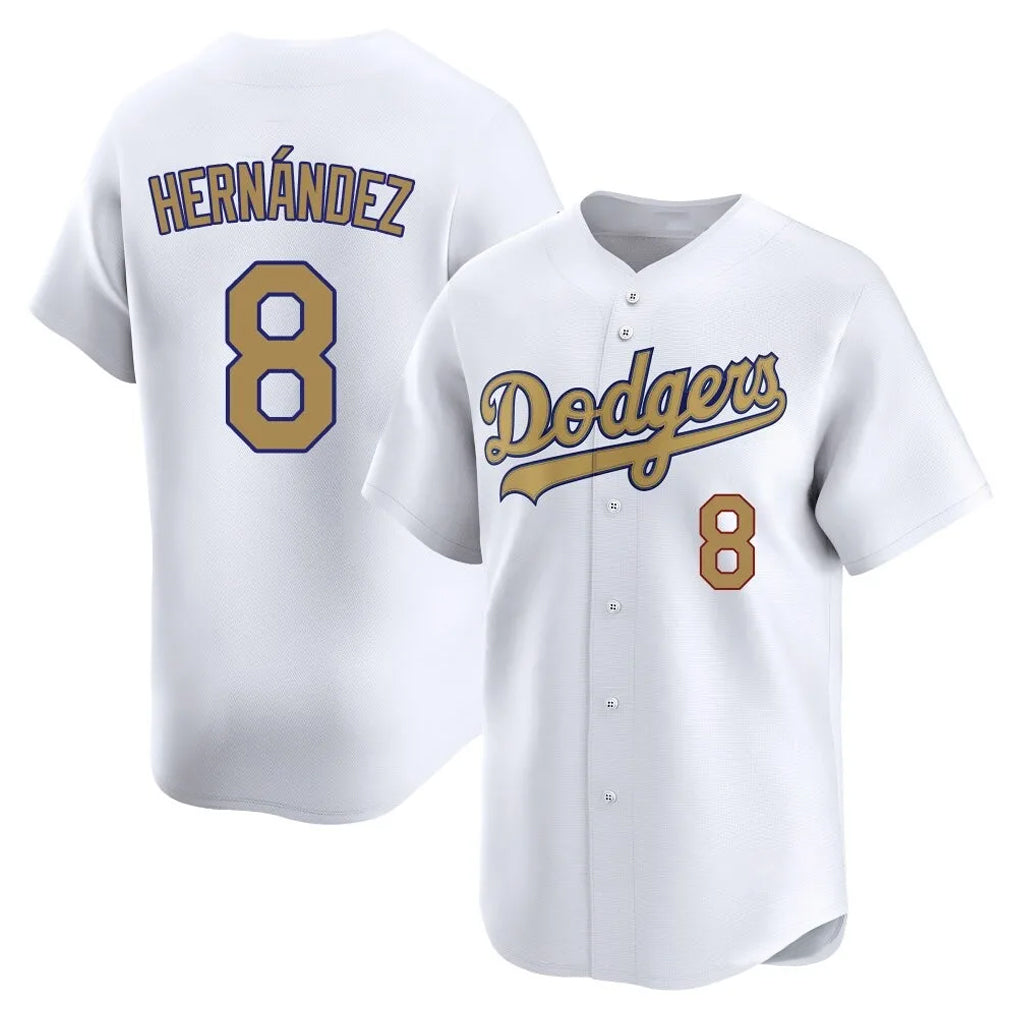 Elroe LA.Dodgers #8 Enrique Hern?¡ì?¨¦ndez Player Gold Collection Limited Home Stitched Jerseys