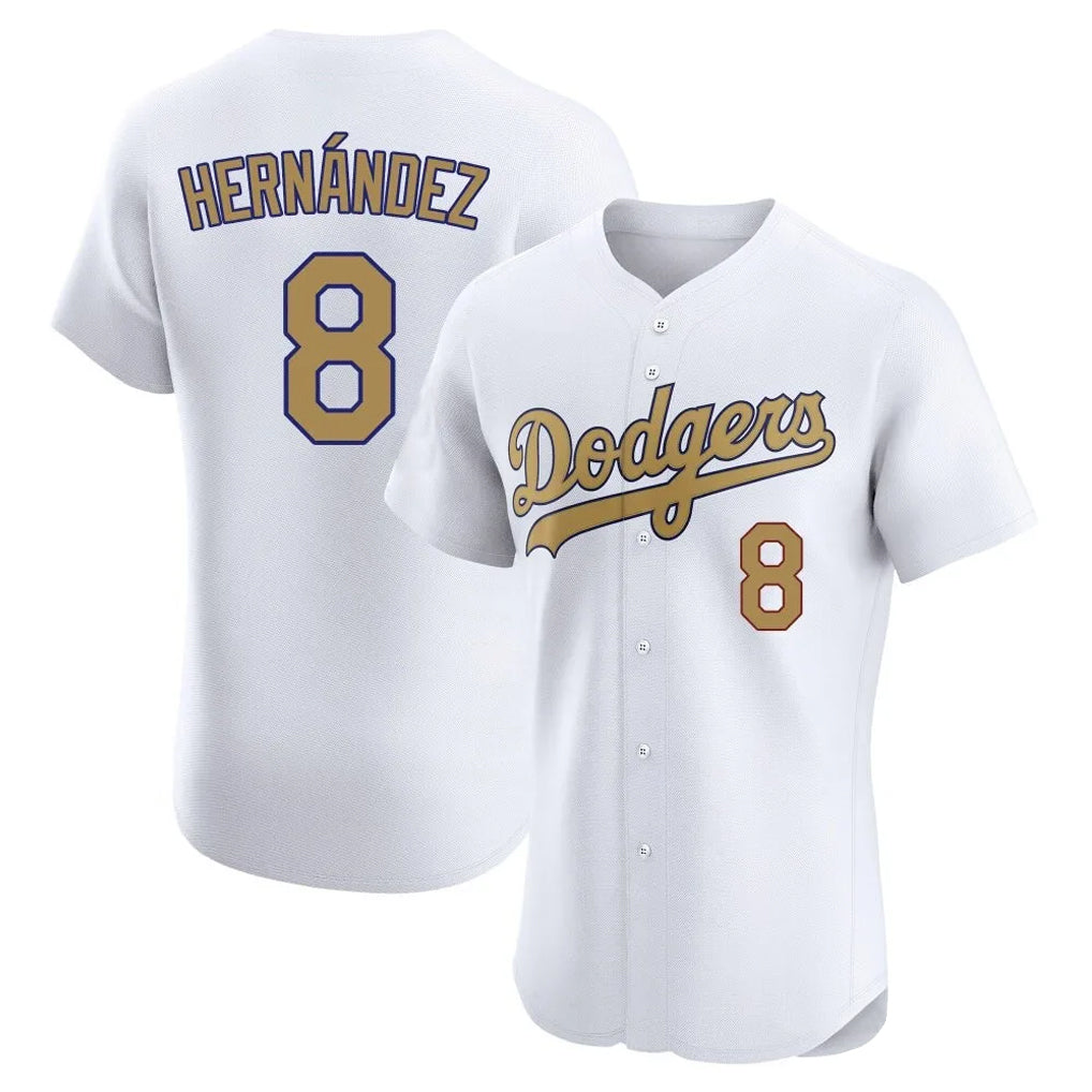 Elroe LA.Dodgers #8 Enrique Hern?¡ì?¨¦ndez Player Gold Limited Elite Home Stitched Jerseys