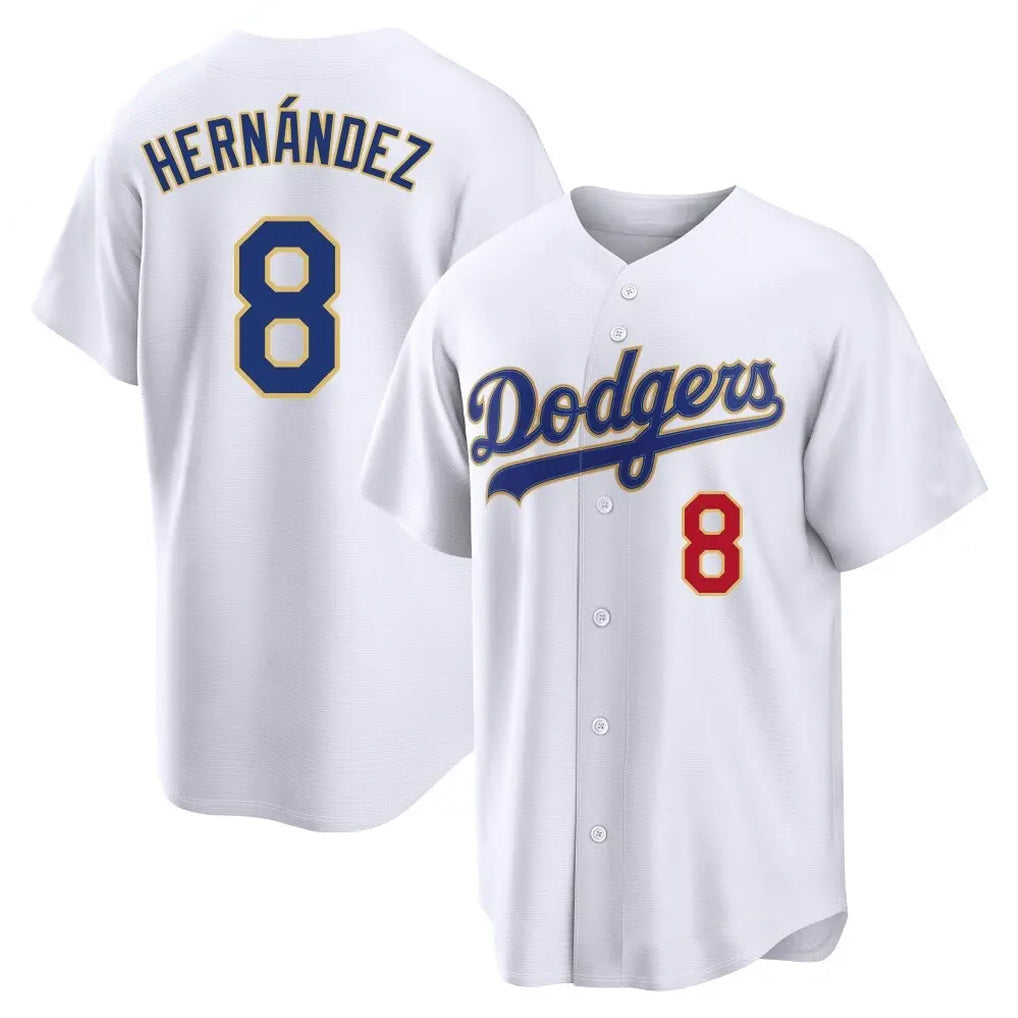 Elroe LA.Dodgers #8 Enrique Hern?¡ì?¨¦ndez Player Gold White 2026 Collection Stadium Limited Stitched Jerseys