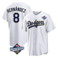 Elroe LA.Dodgers #8 Enrique Hern?¡ì?¨¦ndez Player Gold White World Series 2026 Collection Stadium Game Stitched Jerseys