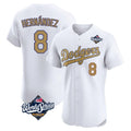 Elroe LA.Dodgers #8 Enrique Hern?¡ì?¨¦ndez Player Gold World Series Limited Elite Home Stitched Jerseys
