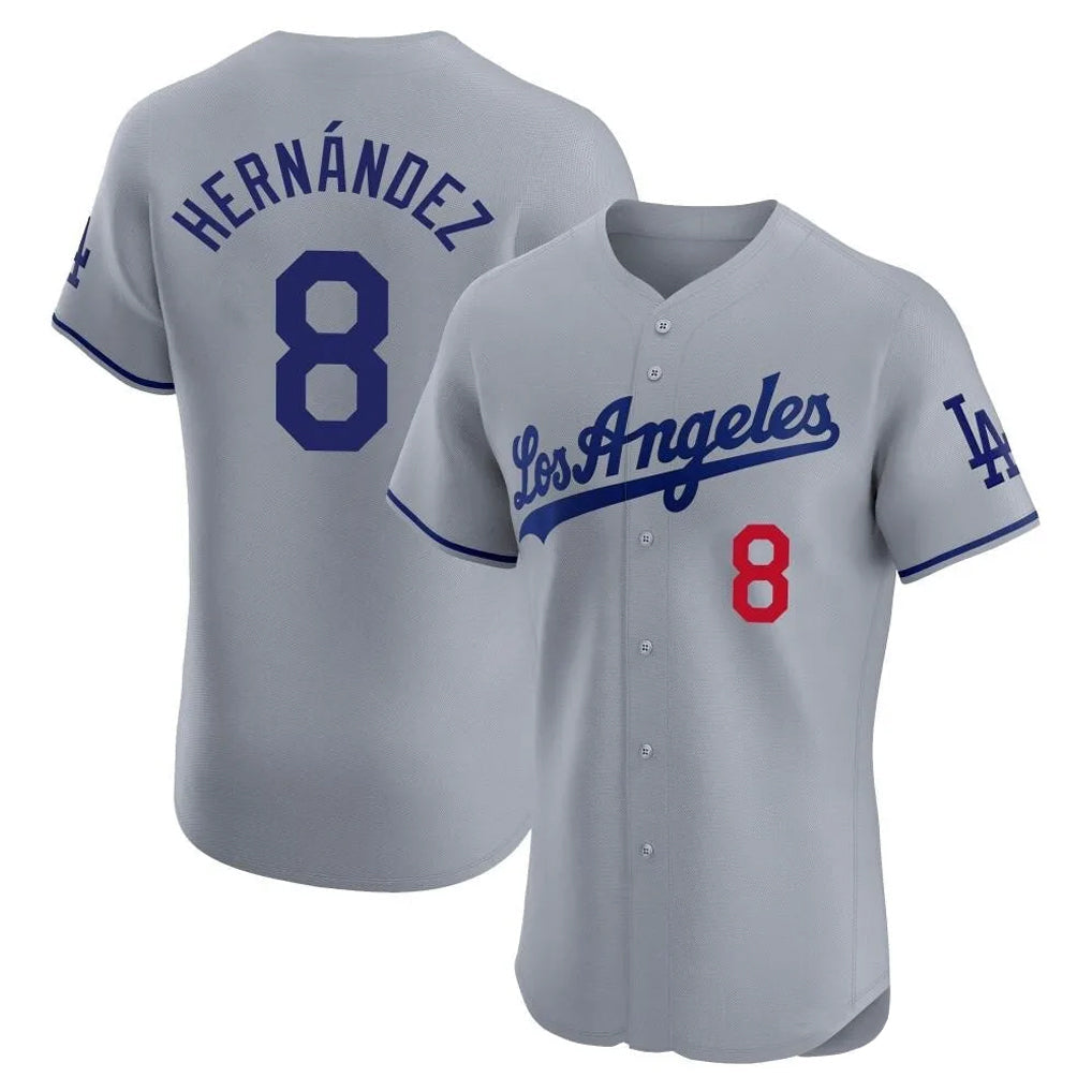 Elroe LA.Dodgers #8 Enrique Hern?¡ì?¨¦ndez Player Gray Limited Elite Home Stitched Jerseys