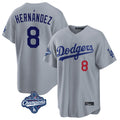 Elroe LA.Dodgers #8 Enrique Hern?¡ì?¨¦ndez Player Gray World Series Meet Game Home Stitched Jerseys