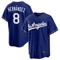 Elroe LA.Dodgers #8 Enrique Hern?¡ì?¨¦ndez Player Royal Game Stitched Jerseys