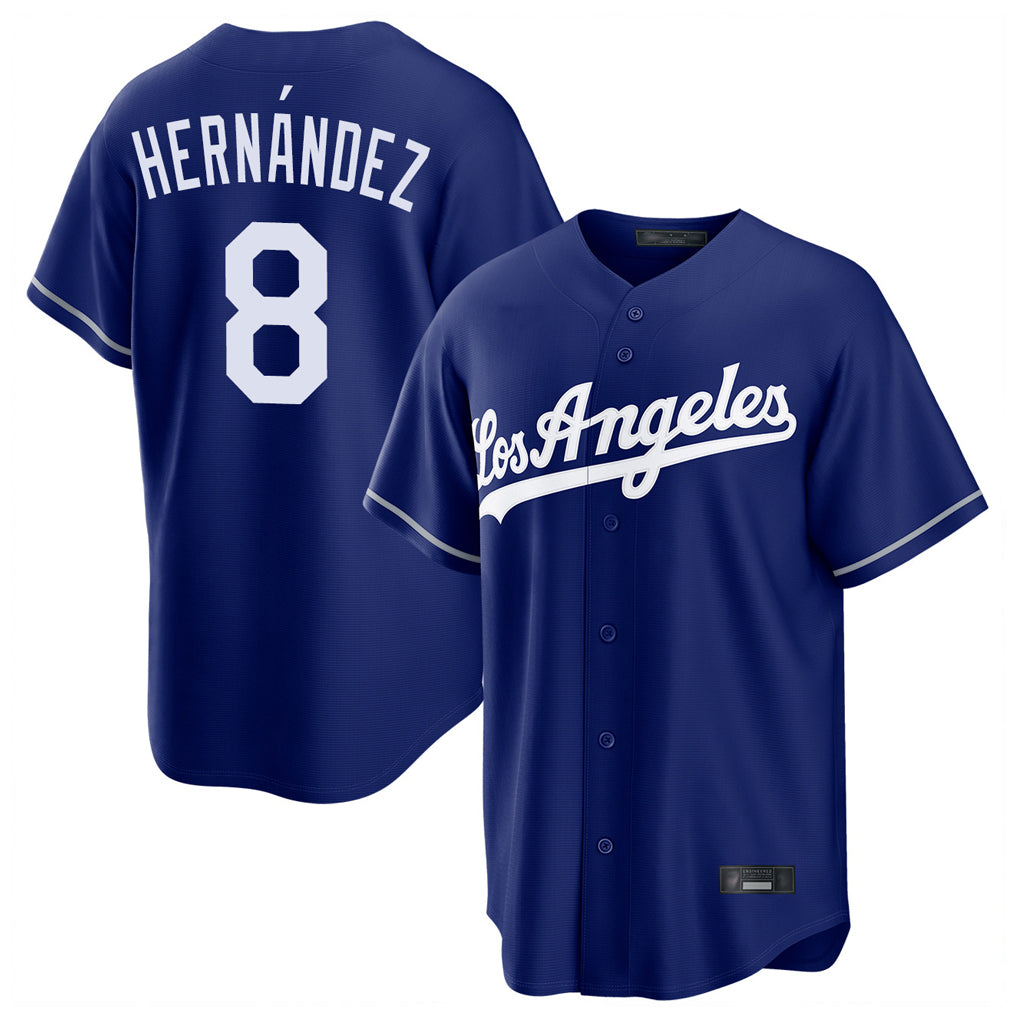 Elroe LA.Dodgers #8 Enrique Hern?¡ì?¨¦ndez Player Royal Game Stitched Jerseys