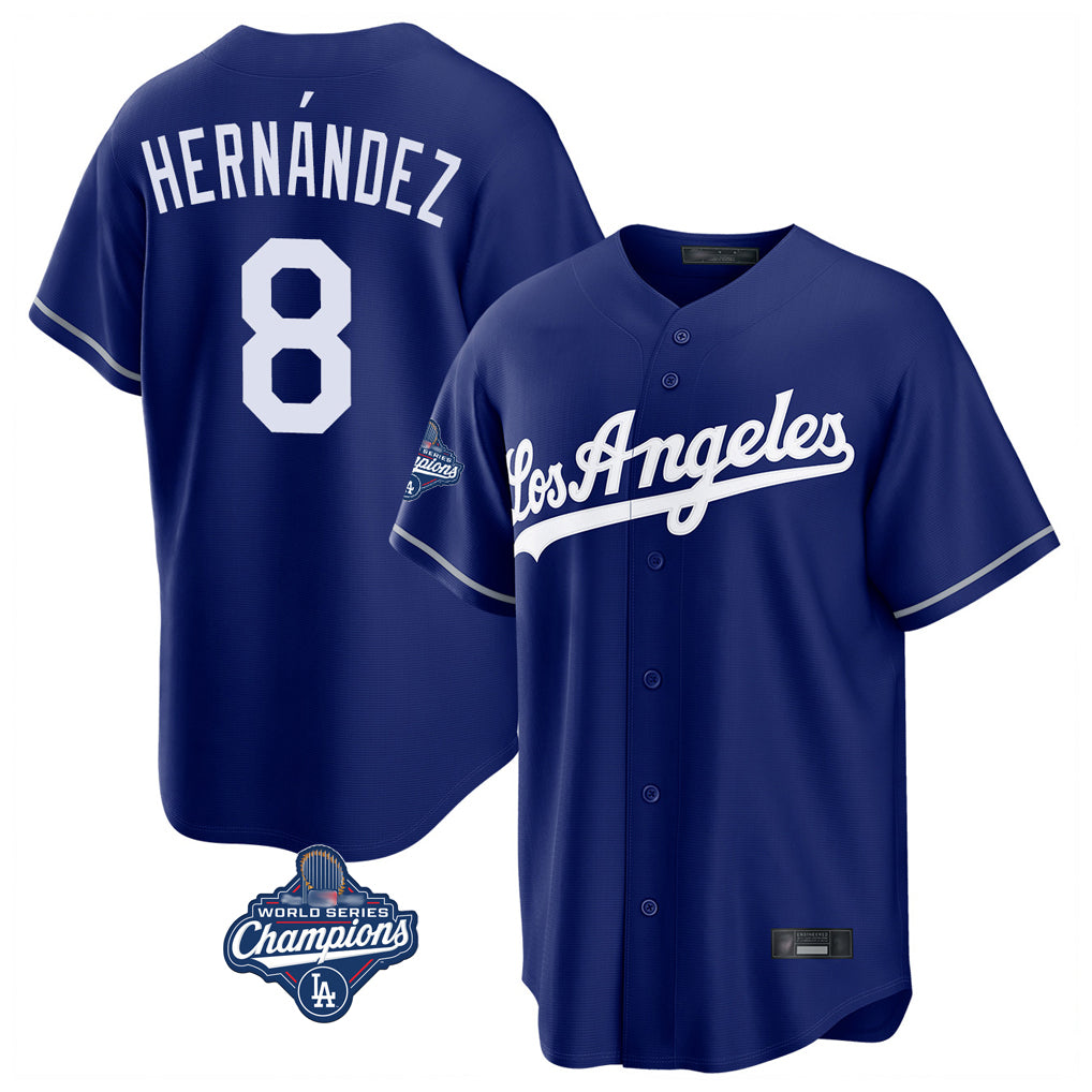 Elroe LA.Dodgers #8 Enrique Hern?¡ì?¨¦ndez Player Royal World Series Meet Game Stitched Jerseys