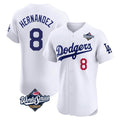 Elroe LA.Dodgers #8 Enrique Hern?¡ì?¨¦ndez Player White World Series Limited Elite Home Stitched Jerseys