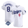 Elroe LA.Dodgers #8 Enrique Hern?¡ì?¨¦ndez Player White World Series Meet Limited Elite Home Stitched Jerseys
