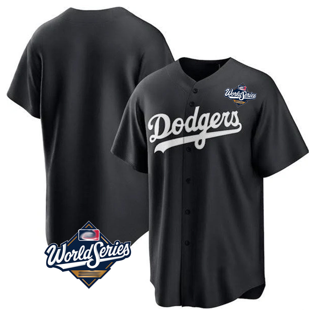 Elroe LA.Dodgers Blank Player Black Pitch Fashion World Series T-shirt Stitched Jerseys