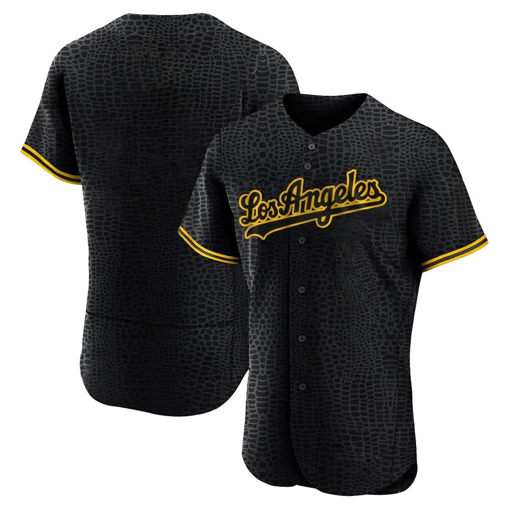 Elroe LA.Dodgers Blank Player Black Snake Skin City Limited Elite Home Stitched Jerseys