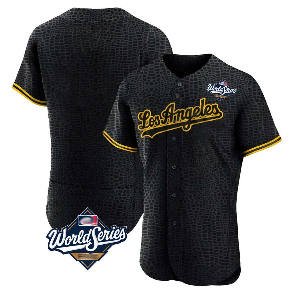 Elroe LA.Dodgers Blank Player Black Snake Skin City Limited Elite Home World Series Stitched Jerseys
