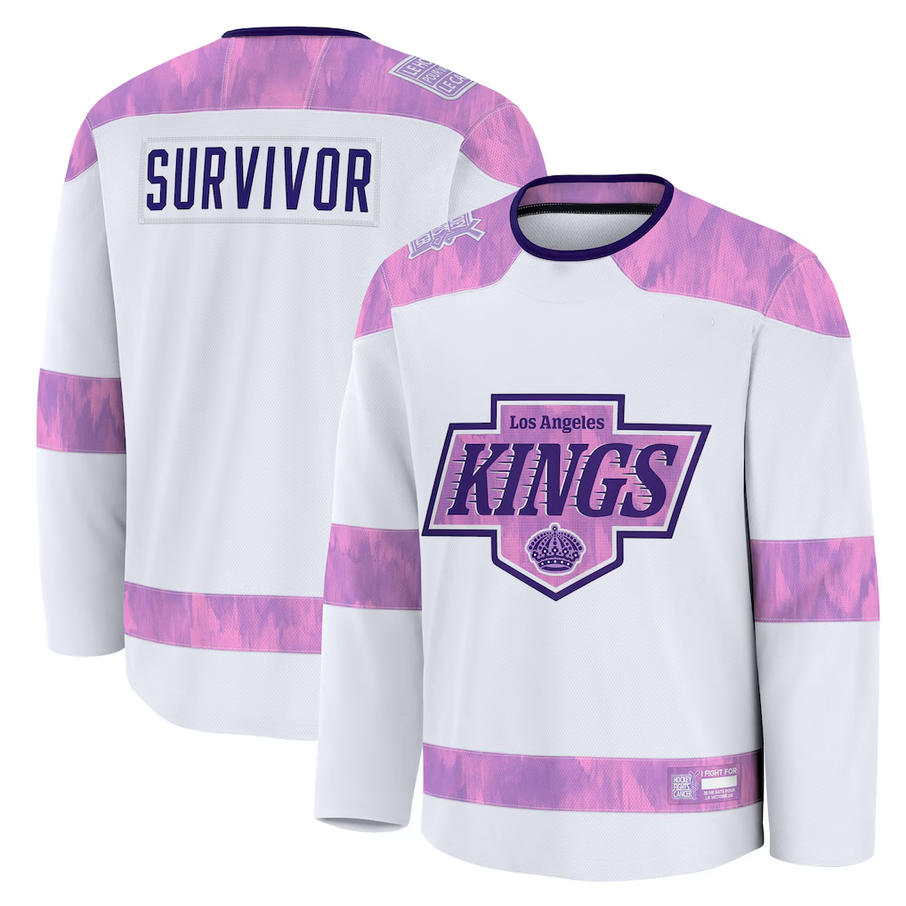 Elroe LA.Kings White Hockey Fights Cancer Survivor Practice Jerseys