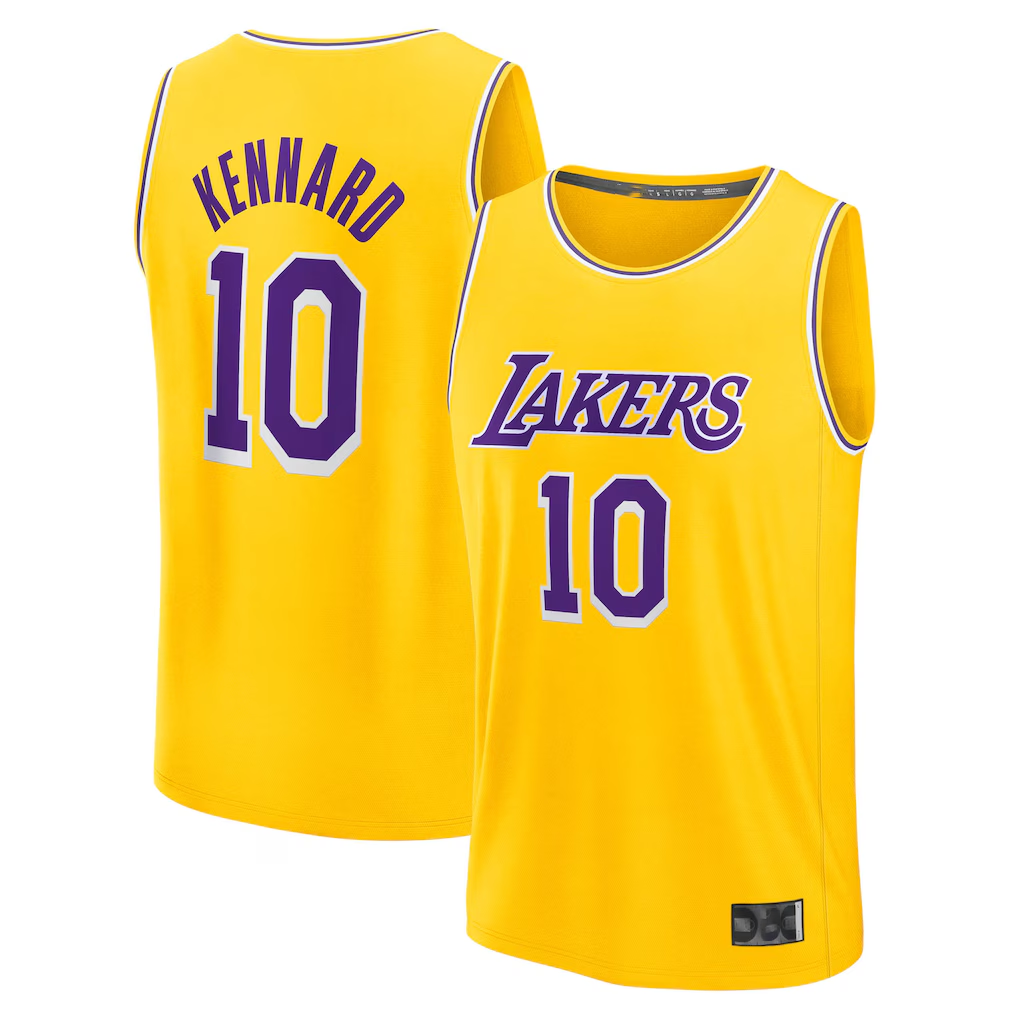 Elroe LA.Lakers #10 Luke Kennard Gold Fast Break Replica Stitched Jerseys - Icon Edition