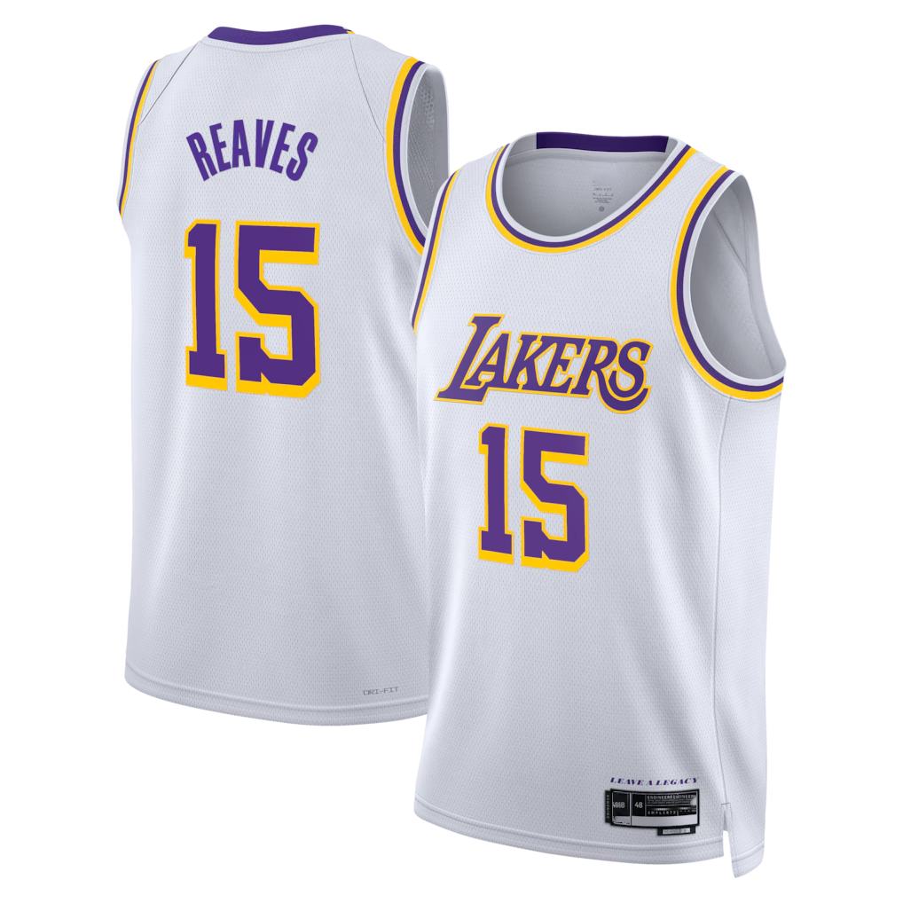 Elroe LA.Lakers #15 Austin Reaves White Association Edition Swingman Stitched Jerseys