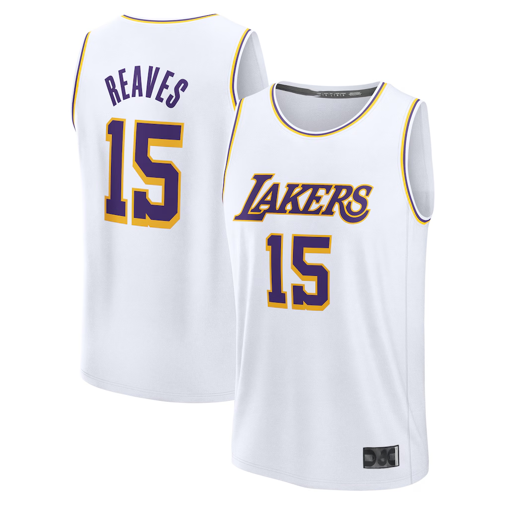 Elroe LA.Lakers #15 Austin Reaves White Fast Break Replica Player Stitched Jerseys - Association Edition