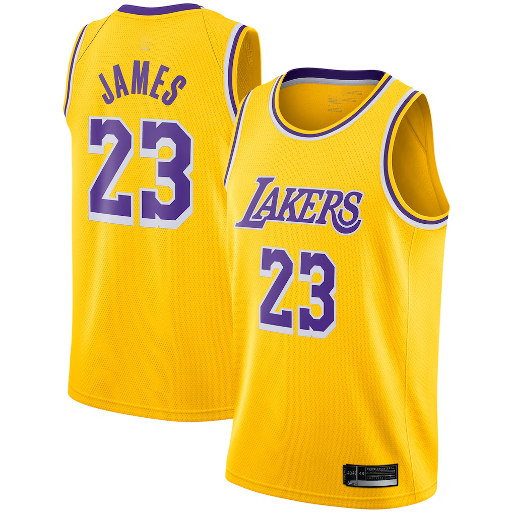 Elroe LA.Lakers #23 LeBron James Gold Swingman Player Stitched Jerseyss - Icon Edition