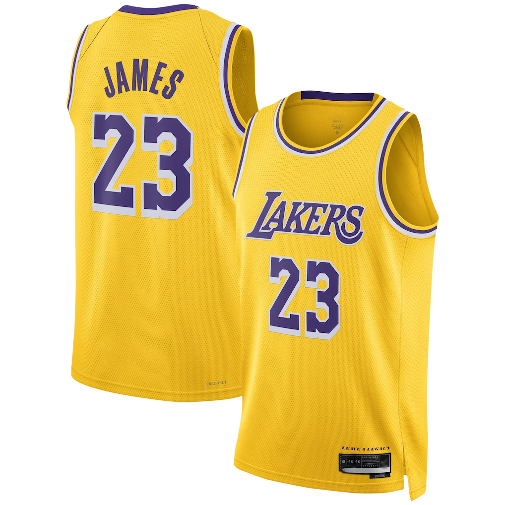 Elroe LA.Lakers #23 LeBron James Gold Swingman Stitched Jerseys - Icon Edition