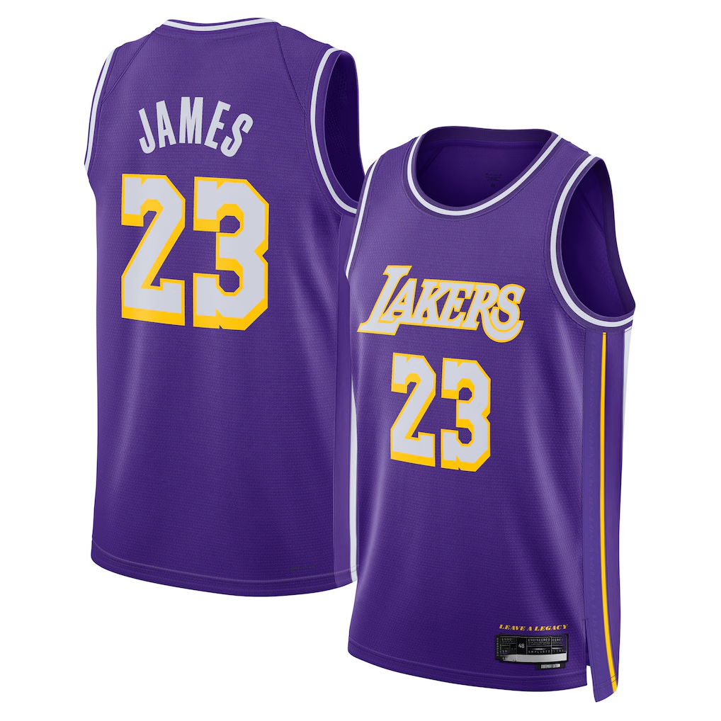 Elroe LA.Lakers #23 LeBron James Purple Swingman Stitched Jerseys - Statement Edition