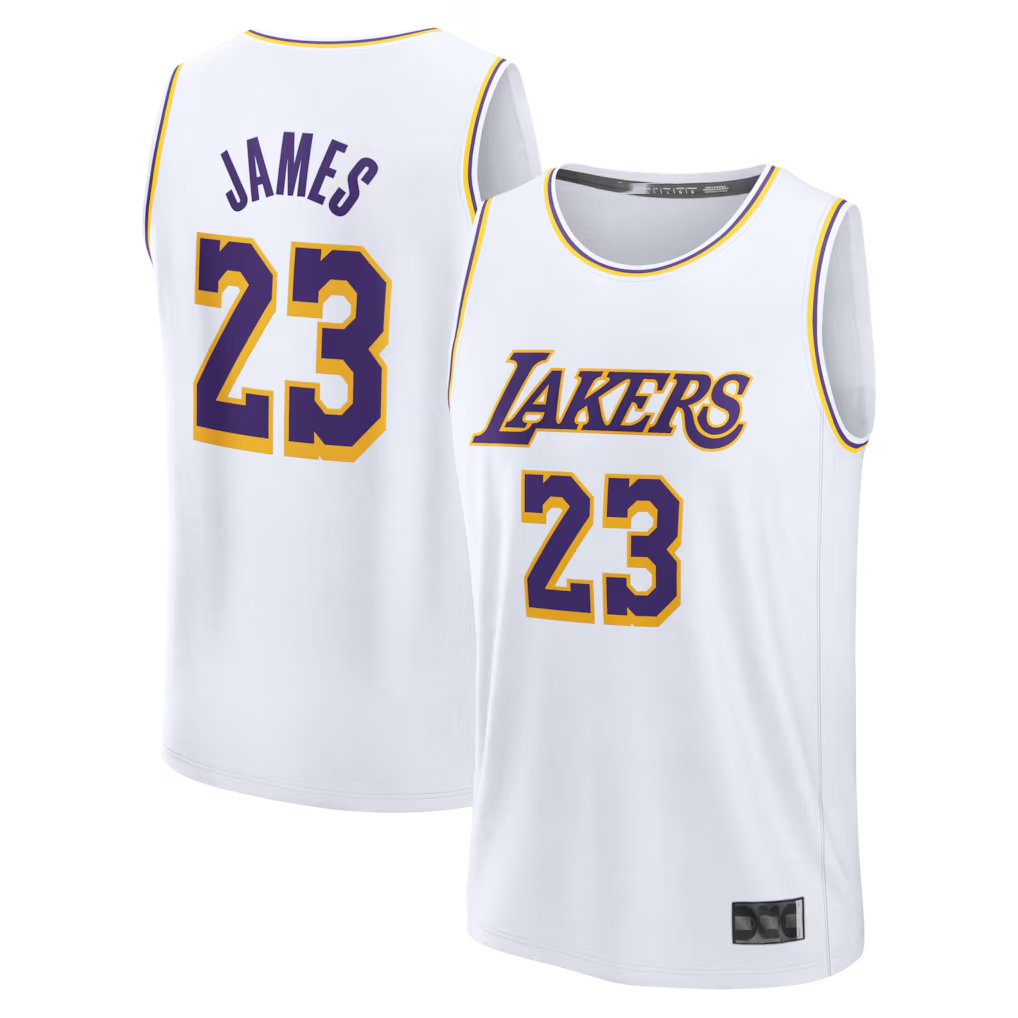 Elroe LA.Lakers #23 LeBron James White Fast Break Replica Player Stitched Jerseys - Association Edition