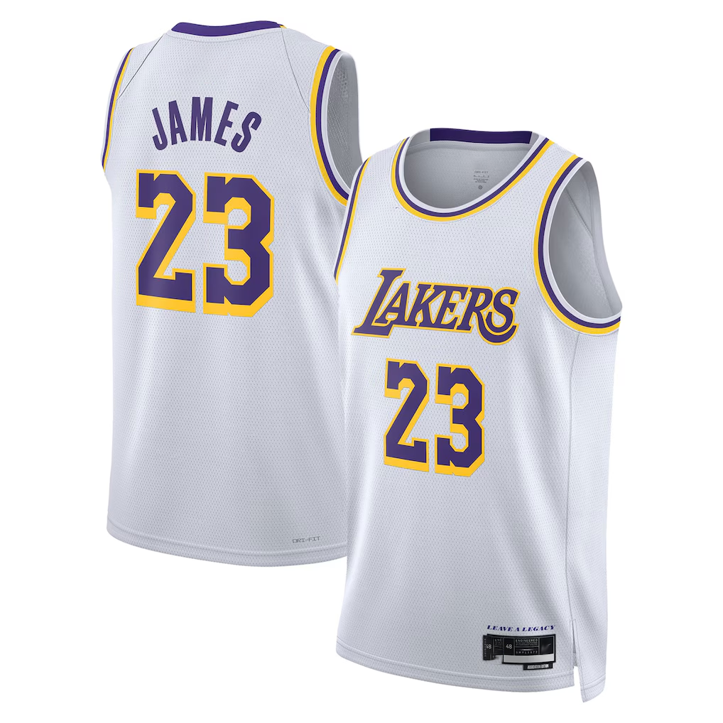 Elroe LA.Lakers #23 LeBron James White Swingman Stitched Jerseys - Association Edition