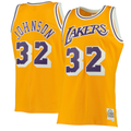 Elroe LA.Lakers #32 Magic Johnson Mitchell & Ness Gold 1984-1985 Hardwood Classics Authentic Jerseys