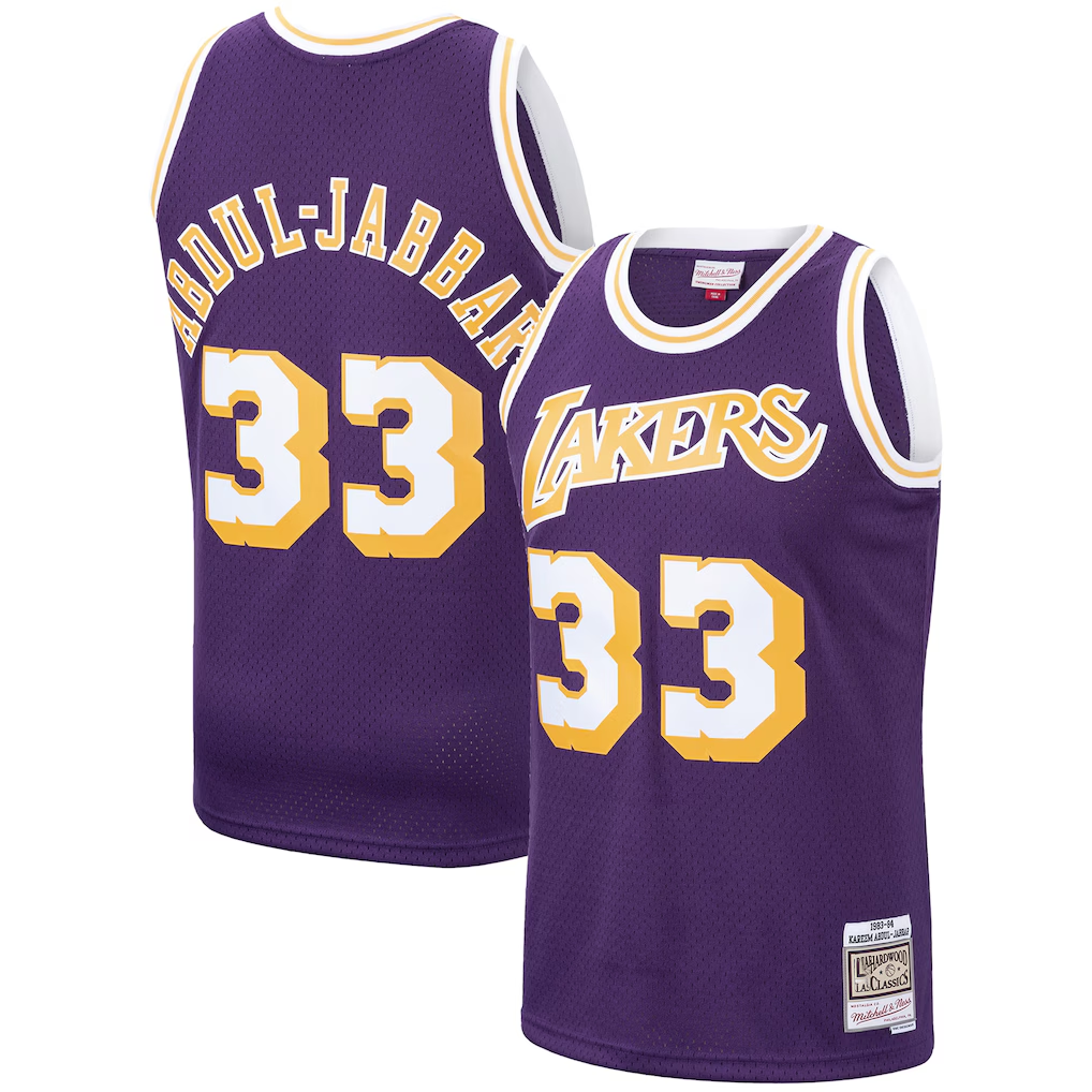 Elroe LA.Lakers #33 Kareem Abdul-Jabbar Mitchell & Ness Purple Hardwood Classics Swingman Jerseys