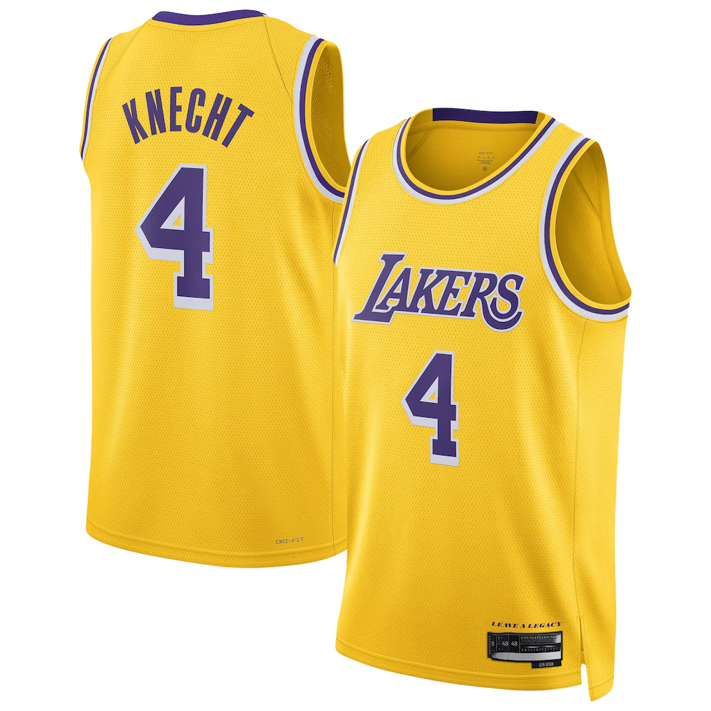 Elroe LA.Lakers #4 Dalton Knecht Gold Swingman Stitched Jerseys