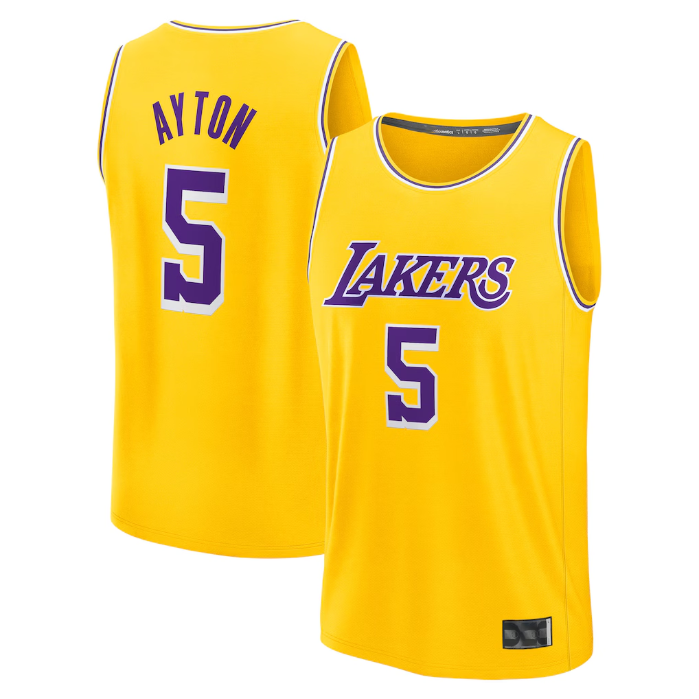 Elroe LA.Lakers #5 Deandre Ayton Gold Fast Break Replica Player Stitched Jerseys - Icon Edition