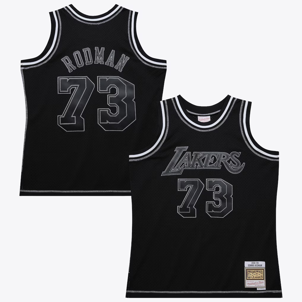 Elroe LA.Lakers #73 Dennis RodmanBlack Mitchell & Ness 1998 Contrast 2K Swingman Stitched Jerseys