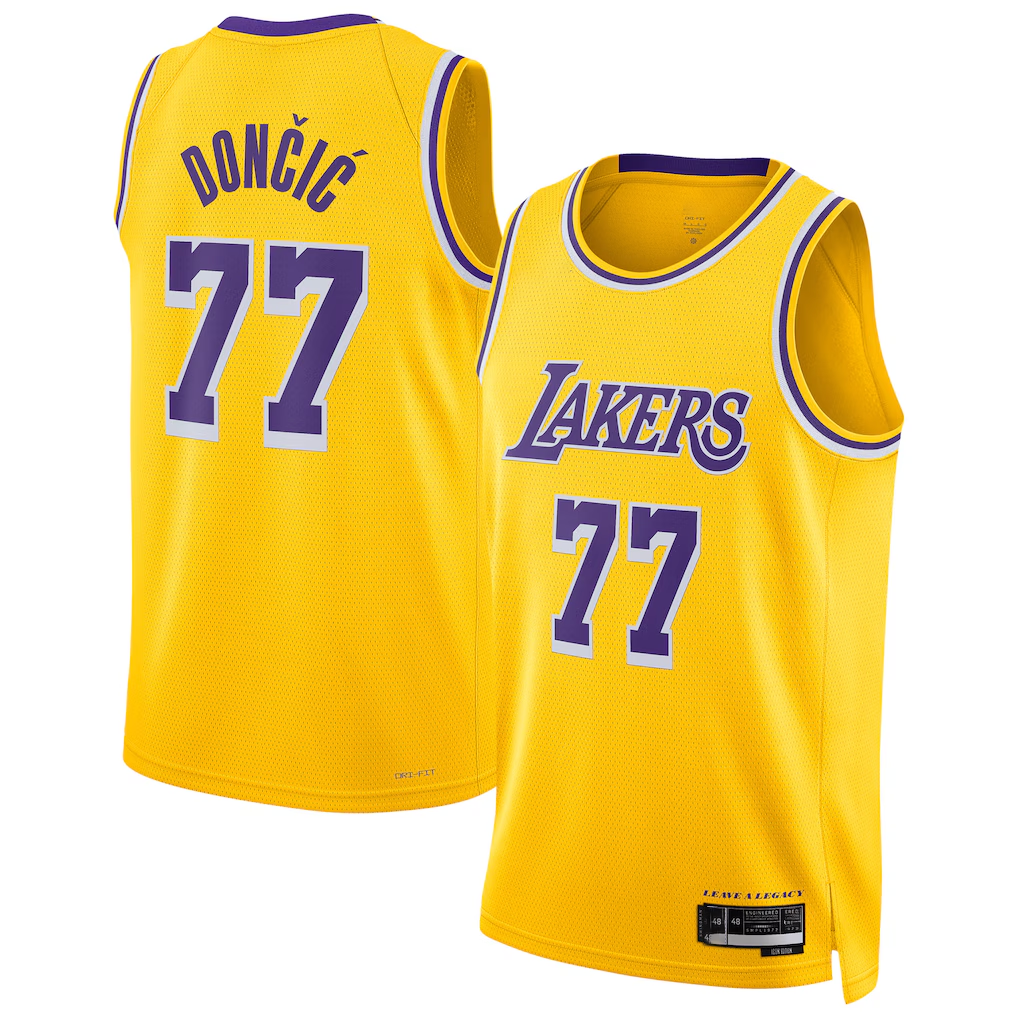Elroe LA.Lakers #77 Luka Doncic Dri-Fit Swingman Stitched Jerseys