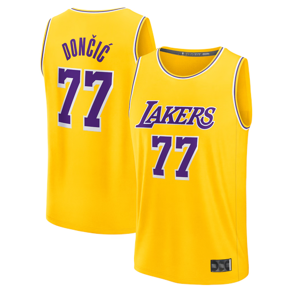 Elroe LA.Lakers #77 Luka Don?i? Gold Fast Break Replica Player Stitched Jerseys - Icon Edition