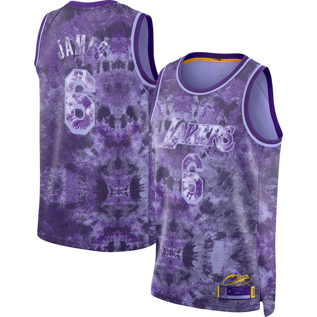 Elroe LA.Lakers #8 LeBron James Purple Select Series Swingman Stitched Jerseys